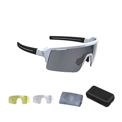 Abbildung von BBB Cycling Unisex Adult Fahrrad Sportbrille Modernes Großes Glas Grilamid MTB Rennrad Kies Damen und Herren Weiss Fuse BSG 65, Matt White, One Size