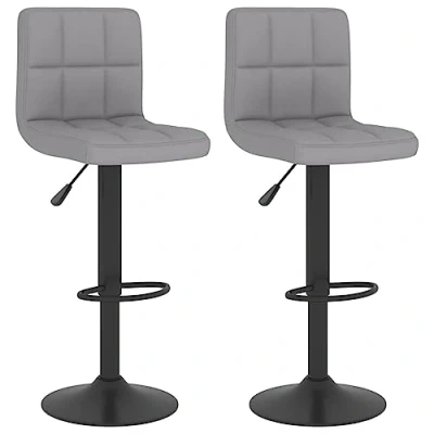 Abbildung von vidaXL 2X Barhocker Drehbar Höhenverstellbar Küchenhocker Barstuhl Tresenhocker Thekenhocker Tresenstuhl Bistrohocker Bar Stuhl Hocker Hellgrau Stoff