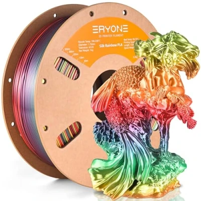 Abbildung von ERYONE Ultra Shiny Silk PLA Filament voor 3D Druker, 1.75mm, +/ 0,03mm,1kg 1 Spule, Multicolor Rainbow Fast Color Gradient Silk, Palette Regenbogen
