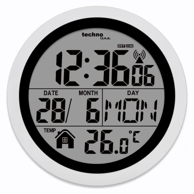 Abbildung von Technoline WT3005 Digitale Badezimmer Funkwanduhr, Kuststoff, silber, Ø 147 x 79 mm