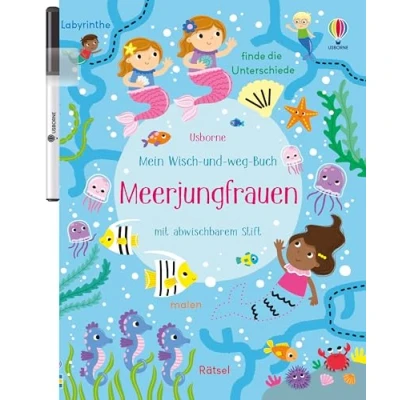Abbildung von Mein Wisch und weg Buch: Meerjungfrauen: mit abwischbarem Stift Zähl , Zuordnungs Schwungübungen für Kinder ab 4 Jahren (Meine Bücher)