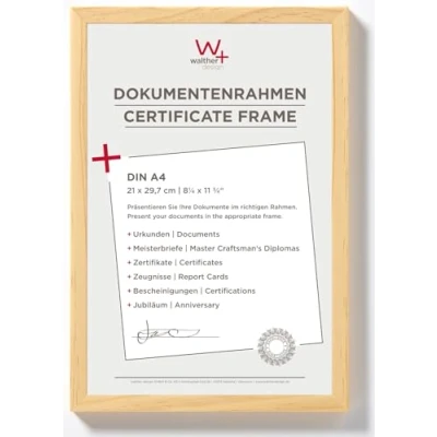Abbildung von walther design Bilderrahmen kiefer 21 x 29,7 cm (DIN A4) Dokumentenrahmen Peppers Holzrahmen BP130K