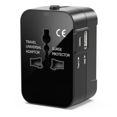 Abbildung von Reiseadapter Weltweit, Reisestecker Adapter Steckdosenadapter Weltweit Internationaler Stecker mit USB &amp; C, Universal Travel für USA UK AUS EU England Canada