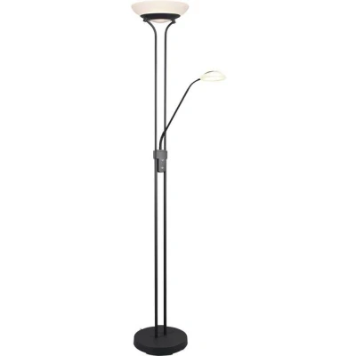 Abbildung von Reality Leuchten LED Stehleuchte Orson R40073532, Metall Schwarz matt, Glas alabasterfarbig weiß, inkl. 27 Watt + 4.5 LED, Dimmer
