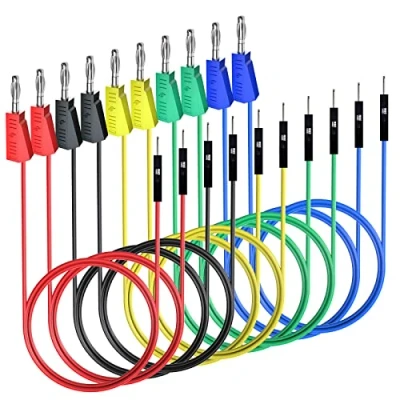 Abbildung von Cleqee 10 Stück Stapelbare Bananenstecker zu Breadboard Männliche Überbrückungsdrähte Weiche flexible Silikon Testleitungen für elektrische Tests
