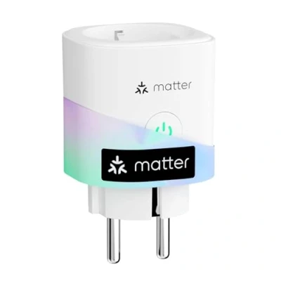 Abbildung von meross Matter WLAN Steckdose mit Stromverbrauch, 16A Smart Stromzähler für Balkonkraftwerk, funktioniert Apple Home, Alexa und Google Sprachsteuerung, Fernzugriff Zeitplan