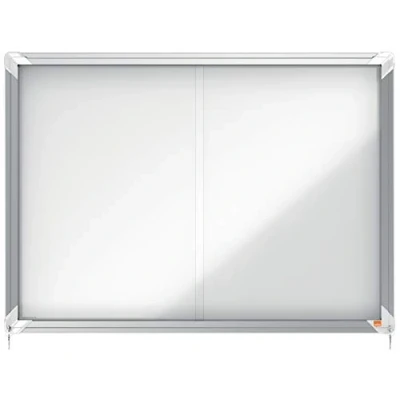 Abbildung von Nobo abschließbarer Schaukasten mit magnetischer Notiztafel, Praktische Schiebetüren, 8 x A4, Premium Plus, Weiß, 1902569
