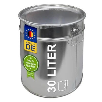 Abbildung von Wilai Aufbewahrungssystem 30 Liter Weißblecheimer Hobbock inkl. Deckel mit Spannring, Weißblech