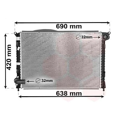Abbildung von VAN WEZEL 06002286 Kühler, Motorkühlung Aluminium 578 398 26 Kühlrippen gelötet MINI: Schrägheck