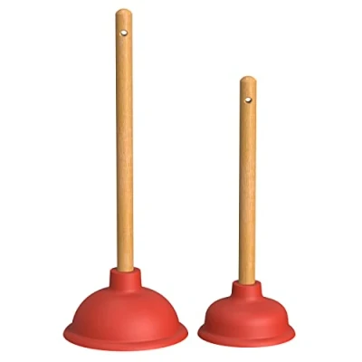 Abbildung von Nirox 2er Set Saugglocke Pümpel mit 110 &amp; 140 mm Durchmesser Pömpel starker Saugleistung Abflussstampfer inkl. Holzgriffe Chemiefreier Ausgussreiniger
