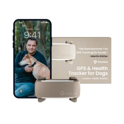 Abbildung von Tractive GPS Tracker Hund Empfohlen von Martin Rütter Live Ortung Weglaufalarm Aktivitätstracking Gesundheitswarnungen Bellverhalten (Braun)