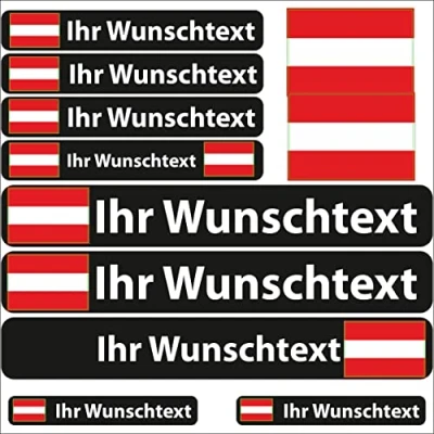 Abbildung von INDIGOS UG® 13 Flaggenaufkleber Land Österreich Fahne glatt Aufkleber mit Namen &amp; Wunschtext individuell personalisiert Fahrrad Auto Motorrad