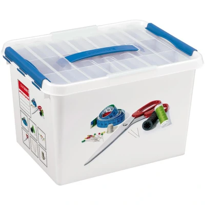 Abbildung von SUNWARE Q Line Nähbox + 1 Einsatz 22 Liter 40x30x26cm weiß/transparent/blau