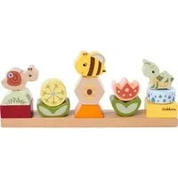 Abbildung von Eichhorn Steckspiel Blumenleiste mit 13 einzigartigen Tier und Blumen Bausteinen zum Aufstecken, motorische Fähigkeiten fördern, Länge: 26 cm, aus 100% FSC zertifiziertem Buchenholz, ab 2 Jahren