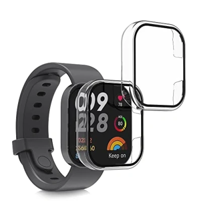 Abbildung von kwmobile 2X Cover kompatibel mit Xiaomi Redmi Mi Watch Lite 3 / Hülle Fullbody Fitnesstracker Case Set aus Glas Transparent