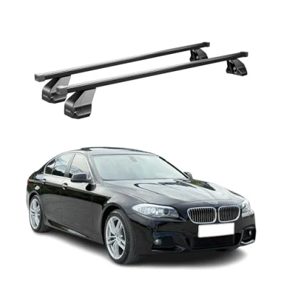 Abbildung von Menabo Stahl Gepäckträger Dachträger kompatibel mit BMW 5er F10 2009 2017 Schwarz 2X