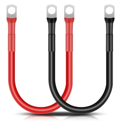 Abbildung von GUNGY Batteriekabel 14mm² 30cm Auto Batterie Kabel 12V 6AWG Kupferkabel mit M8 Ringklemmen für LKW Motorrad Marine Solar Schwarz Rot 2 Stück