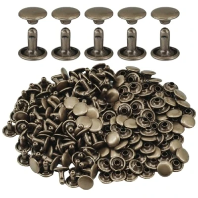 Abbildung von Selyse 100 Stück Hohlnieten 9 * 9mm Schaft Doppelkopf Rundnieten Ziernieten Metall Nieten für DIY Handwerk Leder, Ersatz Nieten(Antikbronze)