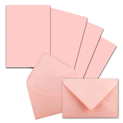 Abbildung von 50x Briefpapier Sets DIN A5 mit C6 Briefumschlägen Rosa Nassklebung (Rosa) mattes Schreibpapier Kuverts FarbenFroh by GUSTAV NEUSER