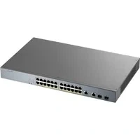 Abbildung von Zyxel Gigabit Smart Managed PoE+ Switch mit 24 Ports, einem Budget von 375 W und zwei Combo Ports Nebula Cloud Management, Long Range PoE [GS1350 26HP]