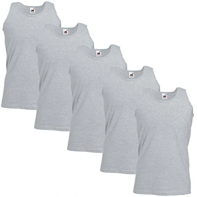 Abbildung von Fruit of the Loom Herren Achselshirts der Marke, Tanktop, T Shirt, in Allen Größen und Farben erhältlich, 5 Stück, Gr. 3XL, x Heather Grey