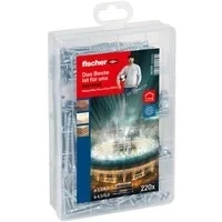 Abbildung von fischer Meister Box PowerFast II Spanplattenschraube, vorsortierte Sortimentsbox mit 220 blauverzinkten Schrauben &amp; 2 Bits, Senkkopf, TX Antrieb, Teil Vollgewinde, universelles Set zur Befestigung