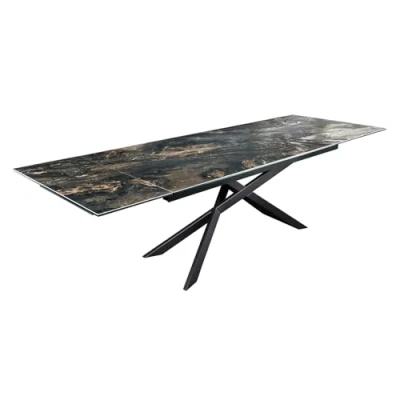 Abbildung von riess ambiente Esstisch EUPHORIA 180 220 260cm taupe / anthrazit natur · bis 12 Personen (Einzelartikel, 1 St), Keramik Glas Metall ausziehbar Naturstein Design Modern