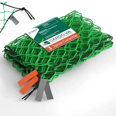 Abbildung von CargoVA® Anhängernetz 2x3M Hängernetz mit Gummiseil und Eckenmarkierung zur perfekten Ladungssicherung