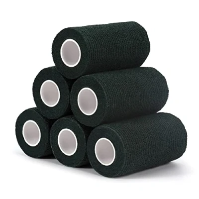 Abbildung von Haftbandage Verband Selbstklebender 10cm x 4,5m, 6 Rollen Fixierbinde Selbsthaftend Kohäsive Bandage für Erste Hilfe Dog Tierarztwickelband Sport Elastische Binde Handgelenk, Füße (Dunkelgrün)
