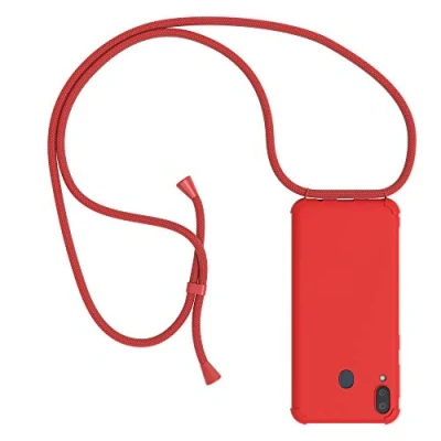 Abbildung von EAZY CASE Handykette kompatibel mit Samsung Galaxy M20 Handyhülle Umhängeband, Handykordel Schutzhülle, Silikonhülle, Hülle Band, Stylische Kette für Smartphone, Full Color Rot