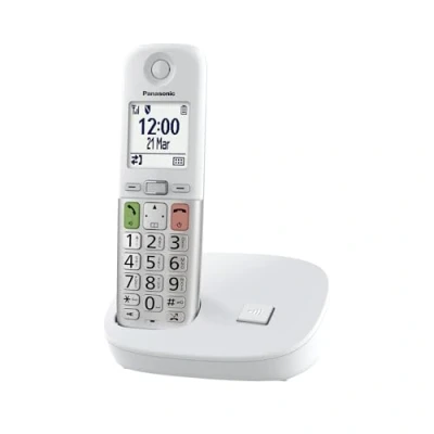 Abbildung von Panasonic KX TGU410EXW Digitales Schnurlostelefon mit Anrufbeantworter, Basiseinheit und 1 Mobilteil, LCD Display, Favoritenanrufe, Taschenlampe, kompatibel Hörgeräten, Weiß Silber