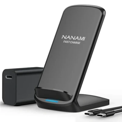 Abbildung von NANAMI Fast Wireless Charger, 10W Induktive Ladestation mit USB ladegerät für Samsung Galaxy S24/S23/S22/S21/S20/S10/S10+/S9/S8, 7.5W iPhone 16/15/14/13/12/11/SE 2/X/XS/XR/8/8 Plus Google Pixel LG
