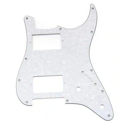 Abbildung von Musiclily Pro 11 Löcher ST Schlagbrett HH Gitarren Pickguard mit 2 Bedeckter Humbucker Potis Aussparungen für Fender Squier Strat Style E Gitarre, 4 lagig White Pearl