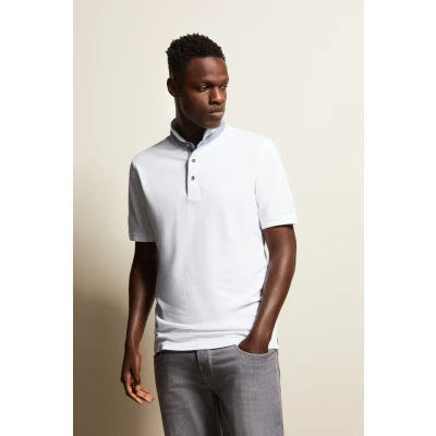 Abbildung von bugatti MIT Stehkragen Tshirt basic, Herren, Größe: 4XL, Weiß