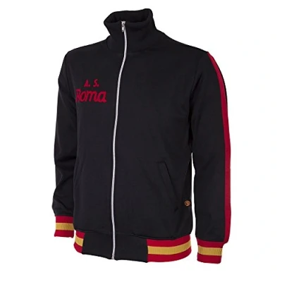 Abbildung von AS Roma COPA Herren 1977 78 Retro Fußball Jacke Langer Ausschnitt XXL Schwarz