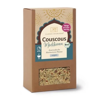 Abbildung von Classic Ayurveda Bio Ayurvedischer Couscous Mediterran 240 g Fertigmischung aus Vollkorn Hartweizengrieß mit mediterranen Kräutern und Cranberries, perfekt für Salate Gemüsegerichte