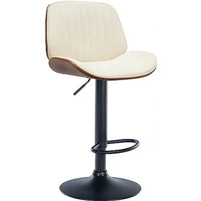 Abbildung von CLP Barhocker Nova I Kunstleder Bezug Höhenverstellbarer Barstuhl, Farbe:walnuss/Creme