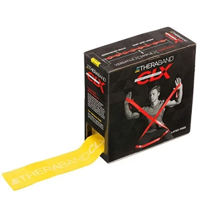 Abbildung von THERABAND CLX Widerstandsband, latexfrei, Pilates, Heimstudio, HIIT, Physiotherapie, Reha &amp; Fitnessgeräte, 22 Meter, Gelb, Hell