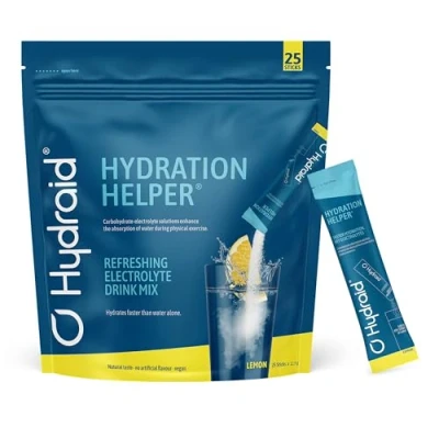 Abbildung von Hydraid Hydration Helper® LEMON Elektrolyt Pulver mit 1118mg Elektrolyten zur besseren Wasseraufnahme für Sport &amp; schnelle Erholung 25 Sticks Zitrone Geschmack