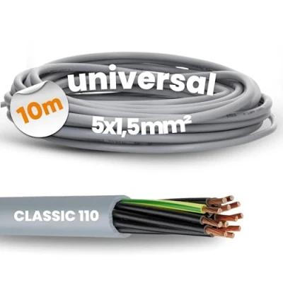 Abbildung von 10 Meter Lapp 1119305 Ölflex Classic 110 PVC Steuerleitung 5x1,5 mm² mit grün gelben Schutzleiter 5G1,5 I Steuerkabel 5 adrig Kabel