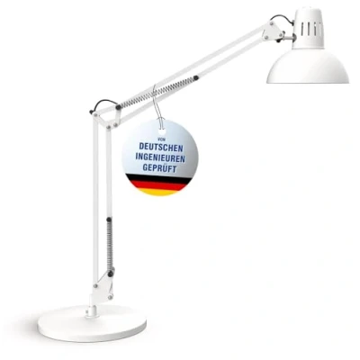 Abbildung von Maul LED Schreibtischlampe MAULstudy Verstellbare Stehlampe mit Gelenkarm für Büro, Arbeitszimmer und Schreibtisch Elegante Bürolampe aus Metall Inklusive Leuchtmittel Weiß