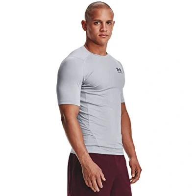 Abbildung von Under Armour Herren HeatGear Compression Short Sleeve T Shirt Hemd, Mod Gray (011)/Schwarz, L