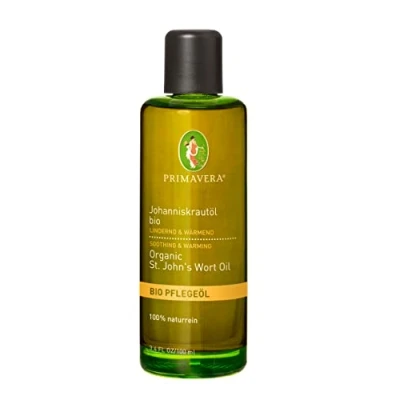 Abbildung von PRIMAVERA Pflegeöl Johanniskrautöl bio 100 ml Aromaöl, Naturkosmetik beruhigend, wärmend bei rissiger Haut vegan