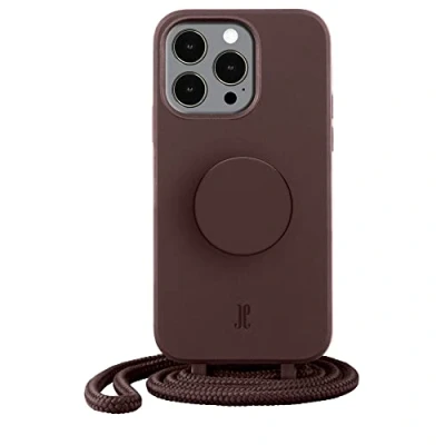 Abbildung von PopSockets x Just Elegance iPhone Hülle Necklace Case Handyhülle kompatibel mit 13 Pro Max Schutzhülle Abnehmbarer Kordel und Fingerhalter (Truffle)