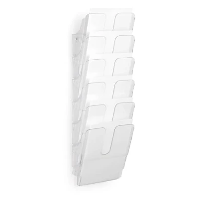 Abbildung von Durable Prospektspenderset Flexiplus Duo (A4 Hochformat) transparent, 6 Fächer mit 2 Befestigungssets, individuelle Aufteilung