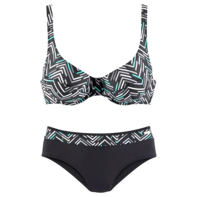 Abbildung von Lascana Bikini schwarzbedruckt, Damen, Größe: 38xE, Schwarz bedruckt