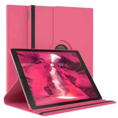 Abbildung von EAZY Case Tablet Hülle für iPad Pro 12,9&quot; (2017) Schutzhülle 12.9 Zoll Smart Cover Rotationcase zum Aufstellen Klapphülle 360 drehbar mit Standfunktion Tasche Kunstleder Pink