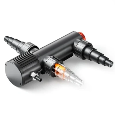 Abbildung von SunSun CUV 209 Teichklärer 1500 l/h / 9 W UVC, Vorklärgerät für Teichfilter &amp; Teichpumpe, Wasserklärer mit UV Lampe, Lichtfilter zur Algenbekämpfung