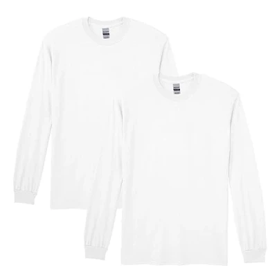 Abbildung von Gildan Herren DryBlend Langarm T Shirt Style G8400, 2er Pack Hemd, Weiß, XX Large
