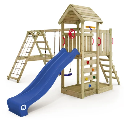 Abbildung von Spielturm RocketFlyer mit Schaukel &amp; blauer Rutsche
